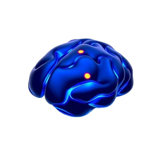 Isometric glass icon of a neural network node linked to automated gears