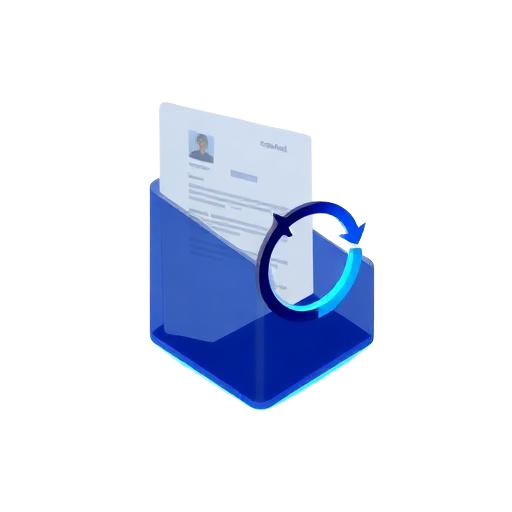Isometric glass icon of paper records converting into a digital dashboard